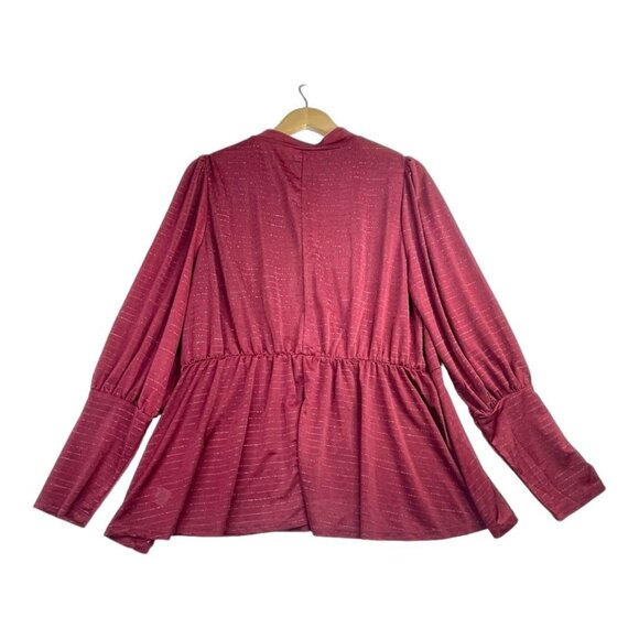 Lane Bryant Metallic Stripe Blouse size 18/20 Maroon - Picture 1 of 7